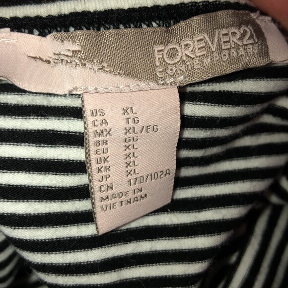 FOREVER 21 sz xl black and white striped off shoulder long sleeve bodysuit - Picture 8 of 8